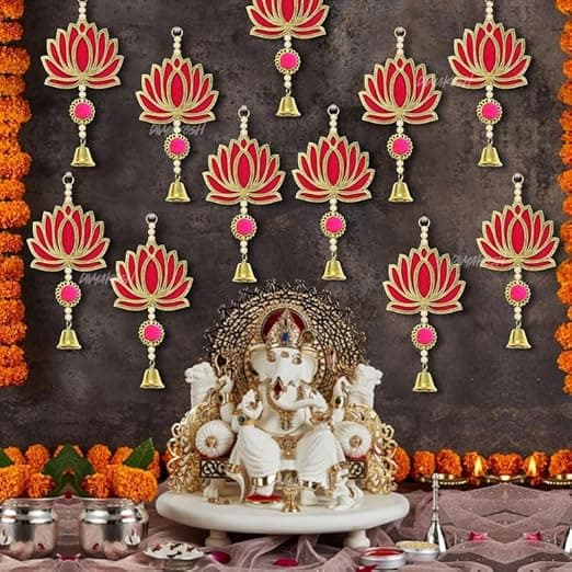 Divyakosh Lotus Hangings for Decoration, Pack of 10 - Image 1